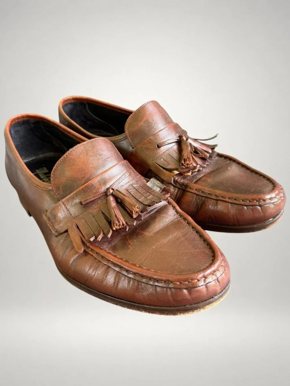 Kenneth Cole Made in Italy Brown Leather Tassel Loafers Men's 11 EEE
